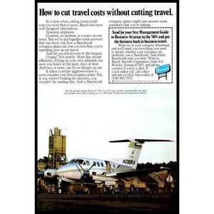 1980 Beechcraft Private Plane King Air F90 Vintage Print Ad Business Travel Art
